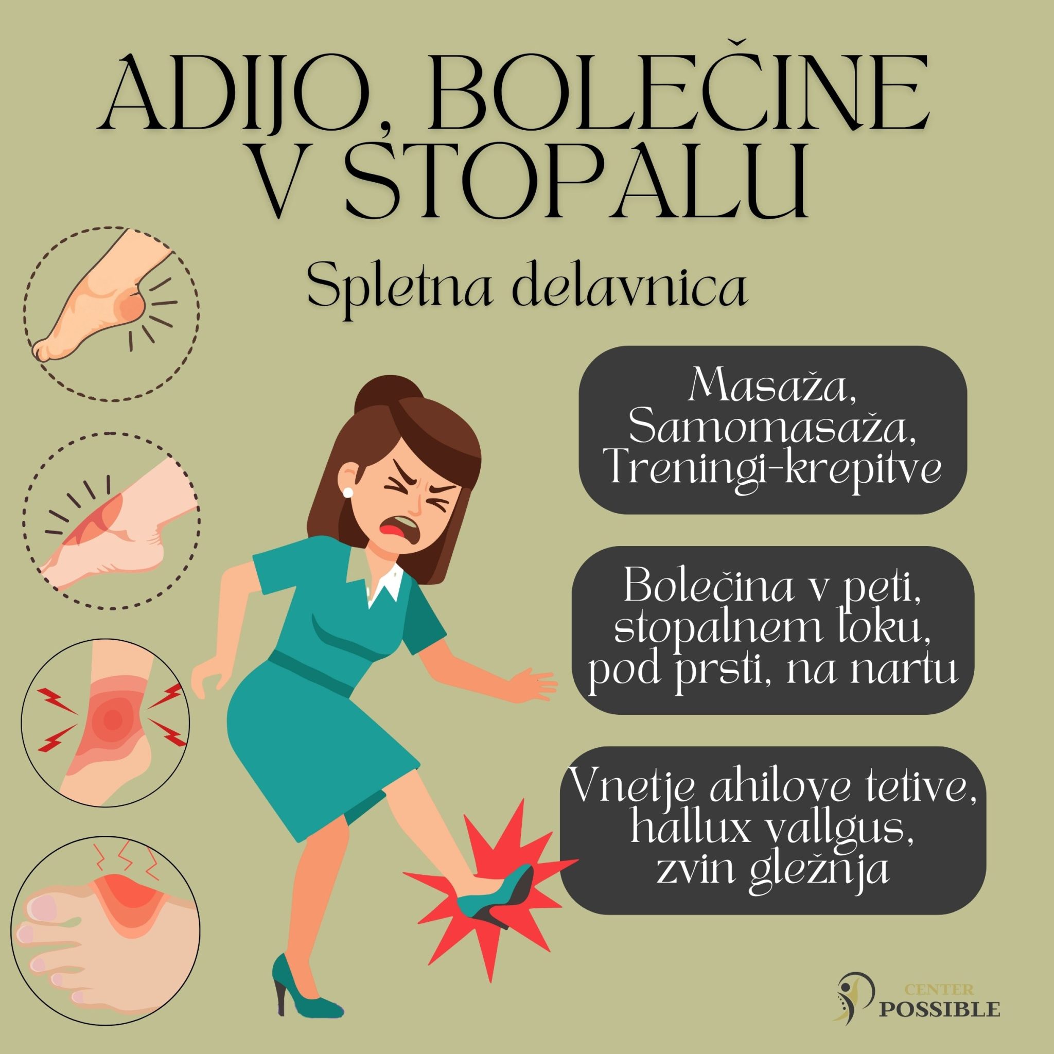 Adijo bolečine v stopalu, spletna delavnica za domačo uporabo.